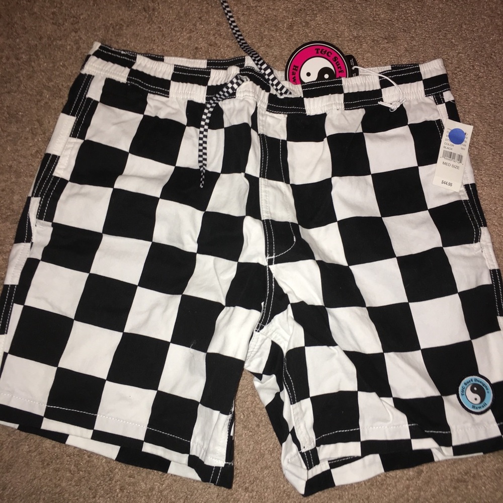 Checkerboard black and white shorts